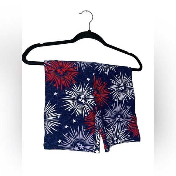 LuLaRoe Kids Size 12 Biker Shorts • Americana Collection •Navy Blue w/ Fireworks - Picture 4 of 11